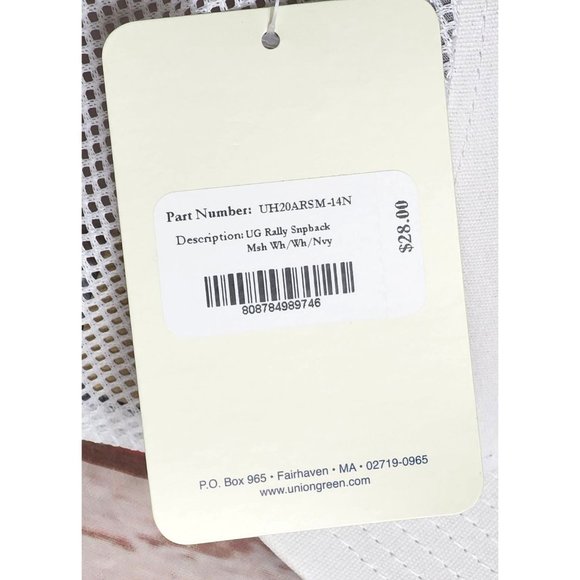 Union Green UG White/Navy Mesh Back Adjustable Rally Snapback Hat Join the Union - Picture 7 of 13